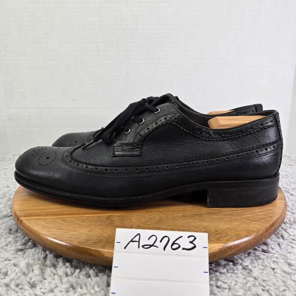 John Varvatos Star USA Black Long Wingtip Brogue Oxford Dress Shoe Mens 11.5 - Picture 1 of 15